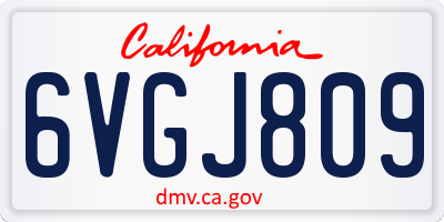 CA license plate 6VGJ809