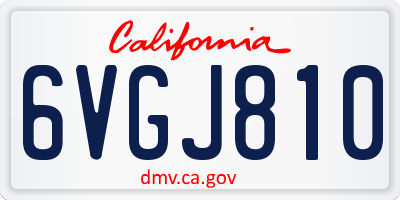 CA license plate 6VGJ810