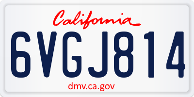 CA license plate 6VGJ814