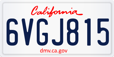 CA license plate 6VGJ815