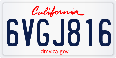 CA license plate 6VGJ816
