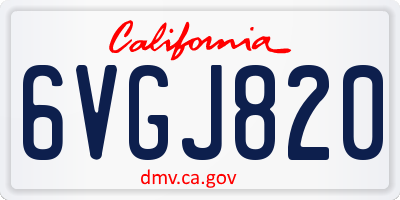 CA license plate 6VGJ820