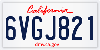 CA license plate 6VGJ821