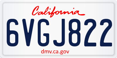CA license plate 6VGJ822