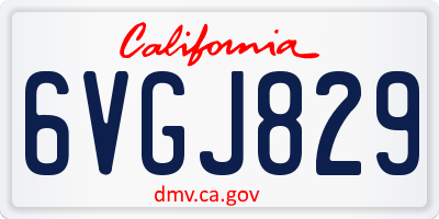 CA license plate 6VGJ829