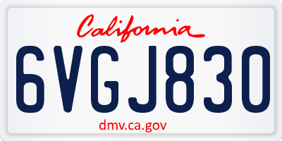 CA license plate 6VGJ830