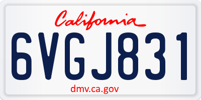 CA license plate 6VGJ831