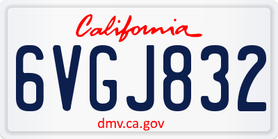 CA license plate 6VGJ832