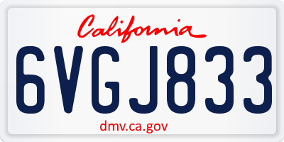 CA license plate 6VGJ833