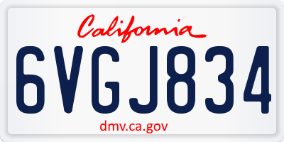 CA license plate 6VGJ834