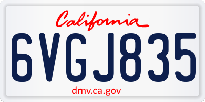 CA license plate 6VGJ835