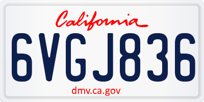 CA license plate 6VGJ836
