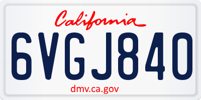 CA license plate 6VGJ840