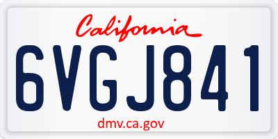 CA license plate 6VGJ841
