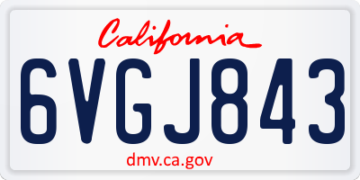 CA license plate 6VGJ843