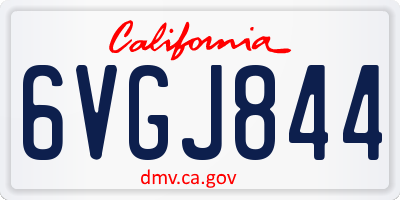 CA license plate 6VGJ844