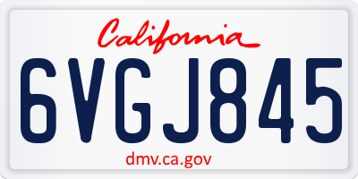 CA license plate 6VGJ845