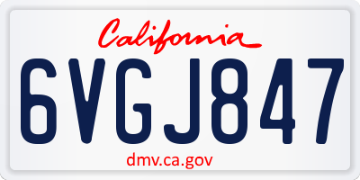 CA license plate 6VGJ847