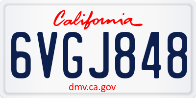 CA license plate 6VGJ848
