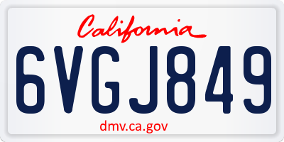 CA license plate 6VGJ849