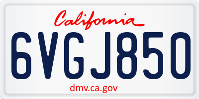 CA license plate 6VGJ850