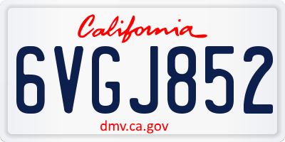 CA license plate 6VGJ852