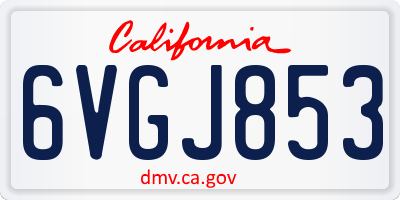 CA license plate 6VGJ853