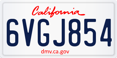 CA license plate 6VGJ854