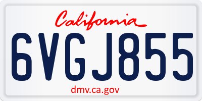 CA license plate 6VGJ855