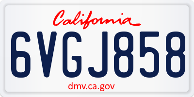 CA license plate 6VGJ858