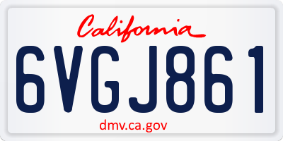CA license plate 6VGJ861