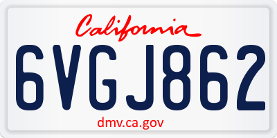 CA license plate 6VGJ862
