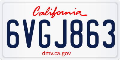 CA license plate 6VGJ863