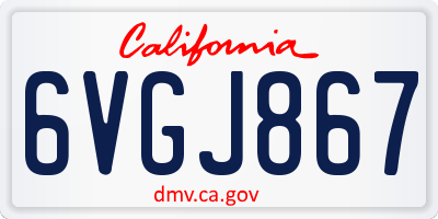 CA license plate 6VGJ867