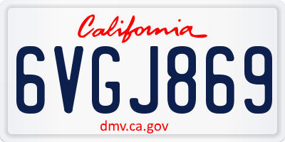 CA license plate 6VGJ869