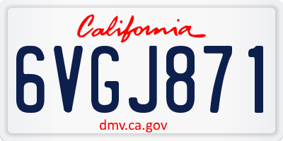 CA license plate 6VGJ871