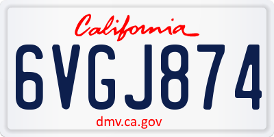 CA license plate 6VGJ874