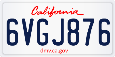 CA license plate 6VGJ876