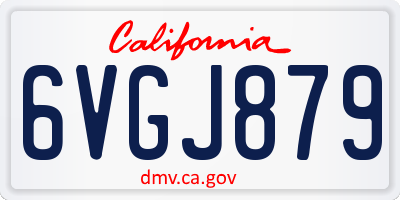 CA license plate 6VGJ879