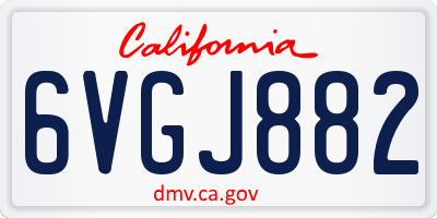 CA license plate 6VGJ882