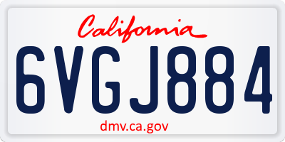 CA license plate 6VGJ884