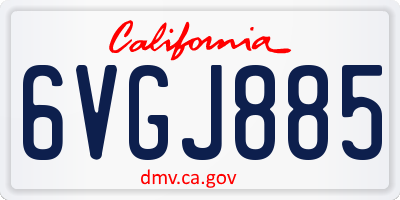 CA license plate 6VGJ885