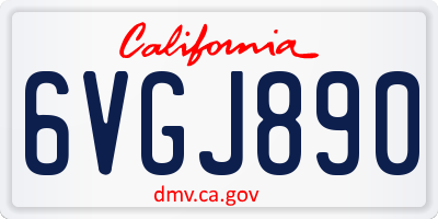 CA license plate 6VGJ890