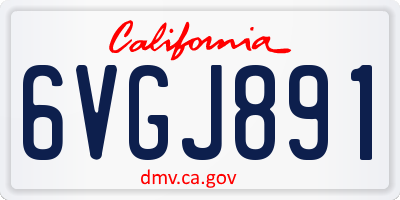 CA license plate 6VGJ891