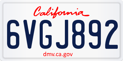 CA license plate 6VGJ892
