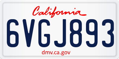 CA license plate 6VGJ893