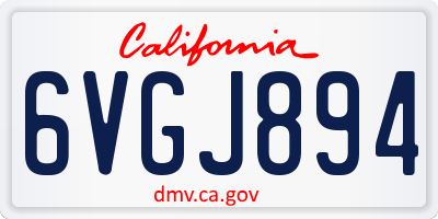 CA license plate 6VGJ894
