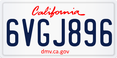 CA license plate 6VGJ896