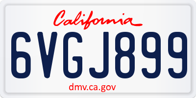 CA license plate 6VGJ899