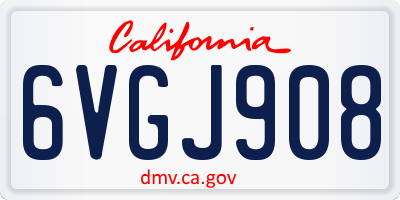 CA license plate 6VGJ908